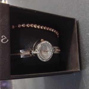 Silver & Rose Gold Tone Bling Valletta Watch Set